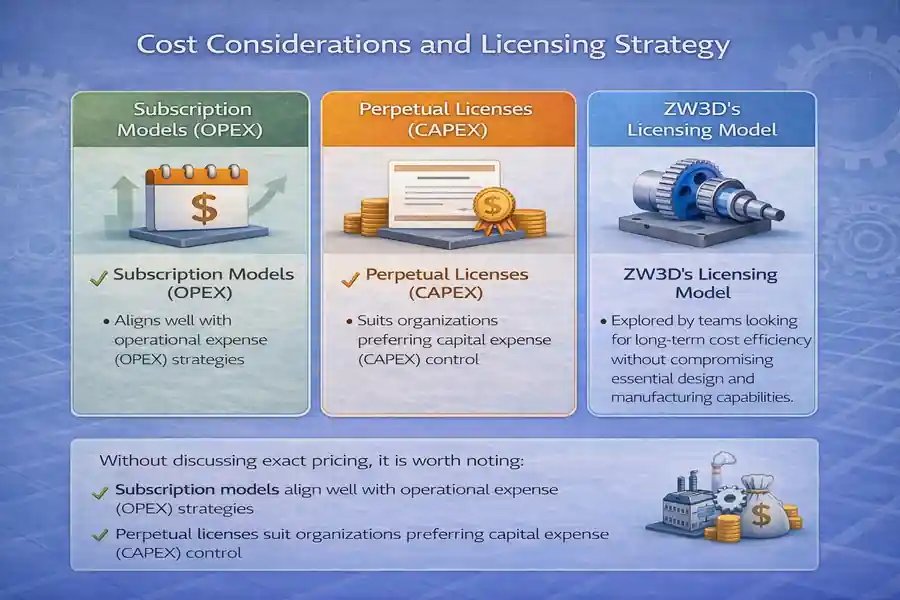 ZW3D vs SolidWorks vs Inventor: A Practical 3D CAD Comparison for Manufacturing Teams 11 Cost Considerations and Licensing Strategy